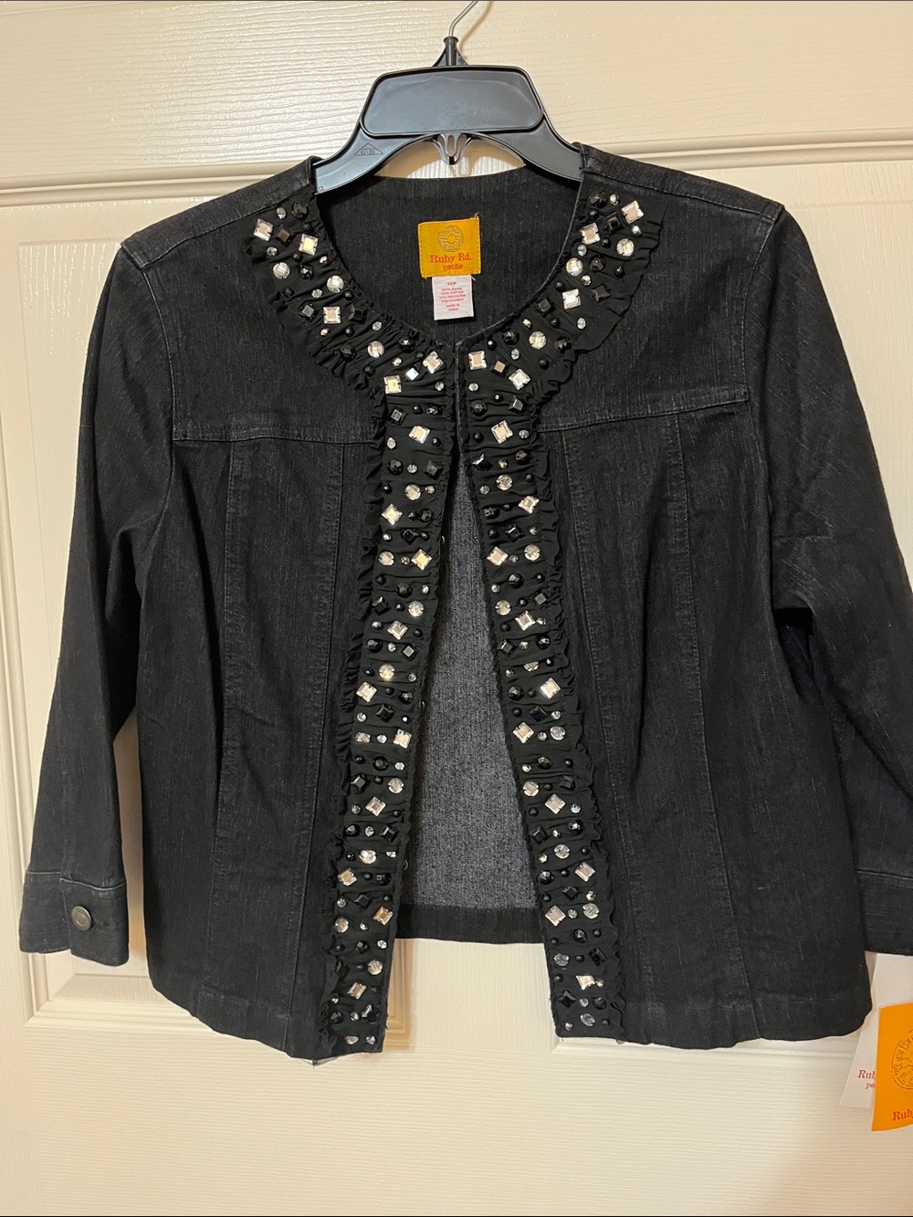 Ruby Rd. Black Embellished Jean Jacket - Picture 7 of 8